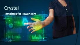  Presentation with finger - Presentation featuring technology panel with finger print background and a navy blue colored foreground