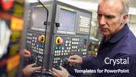  Presentation with lathe - Cool new PPT theme with control panel - engineer operating computer controlled lathe backdrop and a wine colored foreground