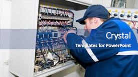  Presentation with industrial automation control panel - Presentation theme featuring working on a industrial panel background and a ocean colored foreground