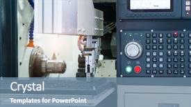  Presentation with cnc lathe machine - Slides with panel of cnc lathe machine background and a seafoam green colored foreground