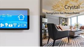  Presentation with intelligence - Cool new PPT theme with smart home system on intelligence backdrop and a coral colored foreground