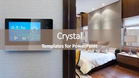  Presentation with bedroom modern - Presentation design with electrical control panel - smart screen with smart home background and a coral colored foreground