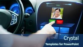  Presentation with control panel - Colorful PPT theme enhanced with woman on car panel backdrop and a mint green colored foreground