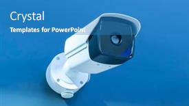  Presentation with cameras - Colorful PPT theme enhanced with control-recording-and-inspection-electronic backdrop and a teal colored foreground