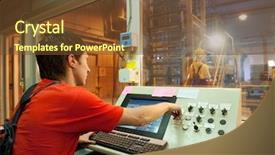  Presentation with factory - Presentation featuring control room - factory operator background and a tawny brown colored foreground