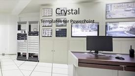  Presentation with office room - Audience pleasing slide set consisting of control room of the modern backdrop and a  colored foreground