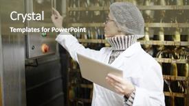  Presentation with factory machine - Theme with control staff of fish factory background and a tawny brown colored foreground