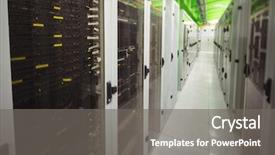  Presentation with server room - Presentation theme having control tower - hallway with a row background and a gray colored foreground