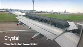  Presentation with london - Beautiful presentation theme featuring control tower - view on wing with brakes backdrop and a dark gray colored foreground