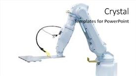  Presentation with robot - PPT theme enhanced with controler of robotic hand isolated background and a white colored foreground
