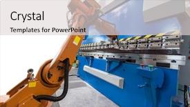  Presentation with robotic arm - Beautiful PPT theme featuring controler of robotic hand backdrop and a light gray colored foreground