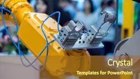  Presentation with robot - Audience pleasing presentation theme consisting of controler of robotic hand backdrop and a tawny brown colored foreground