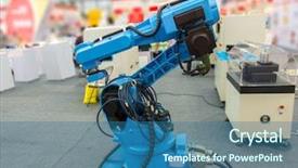  Presentation with robot - Presentation design enhanced with controler of robotic hand background and a ocean colored foreground