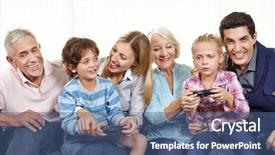  Presentation with living room family - Audience pleasing presentation consisting of controller playing video game backdrop and a ocean colored foreground