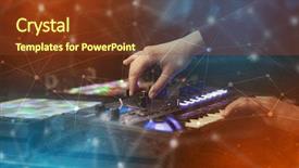  Presentation with colorful music - Amazing presentation theme having controllers - hand remixing music on midi backdrop and a tawny brown colored foreground