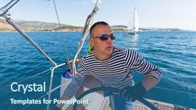  Presentation with sailing ship - Presentation design consisting of controls during sea yacht race background and a ocean colored foreground
