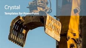  Presentation with construction site construction - Slide set enhanced with contruction - excavator on a construction site background and a light blue colored foreground