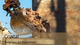  Presentation with excavator - Colorful PPT theme enhanced with contruction - excavator on a construction site backdrop and a coral colored foreground