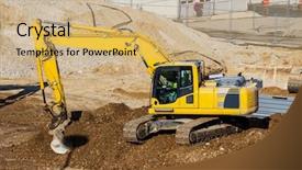  Presentation with excavation - Amazing theme having contruction - excavator on construction site backdrop and a coral colored foreground