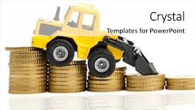  Presentation with road construction - Colorful slide deck enhanced with contruction - income decline in construction less backdrop and a white colored foreground