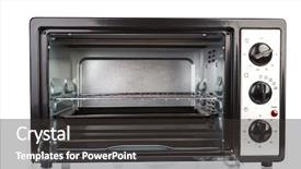  Presentation with electric - PPT theme enhanced with convection - electric oven isolated on white background and a dark gray colored foreground
