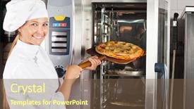  Presentation with personal chef - PPT theme featuring convection - portrait of beautiful chef placing background and a tawny brown colored foreground