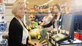  Presentation with pineapple - Slide deck consisting of convenience store - cashier holding pineapple at checkout background and a coral colored foreground