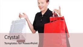  Presentation with elderly woman in nursing - Presentation design having convenience store - elderly white woman with bags background and a coral colored foreground