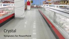  Presentation with supermarket - Beautiful presentation theme featuring convenience store - image of a rows backdrop and a light gray colored foreground