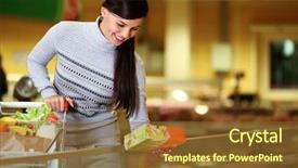  Presentation with products supermarket - Audience pleasing slide deck consisting of convenience store - image of pretty woman backdrop and a tawny brown colored foreground