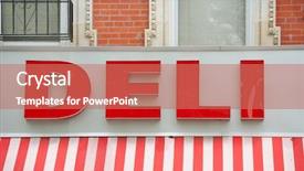  Presentation with urban - PPT layouts with convenience store - red deli sign background and a coral colored foreground