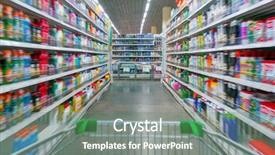  Presentation with supermarket - Theme enhanced with convenience store - shopping cart view background and a seafoam green colored foreground