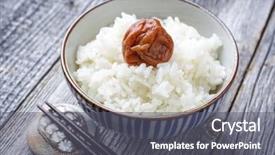  Presentation with rice - Amazing presentation design having convenience store - traditional japanese koshihikari rice backdrop and a gray colored foreground