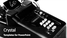  Presentation with black white vintage art - PPT theme with convenience store - vintage cash machine in black background and a black colored foreground