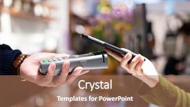  Presentation with nfc technology - Cool new slides with convenience store - woman paying with nfc technology backdrop and a coral colored foreground