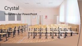  Presentation with rustic wood wooden frame - Slide deck enhanced with convent school - rows of wooden chairs background and a lemonade colored foreground