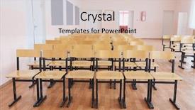  Presentation with chairs - Cool new slide set with convent school - rows of wooden chairs backdrop and a lemonade colored foreground