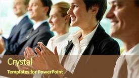  Presentation with people - PPT layouts featuring convention - business people sitting background and a tawny brown colored foreground