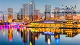  Presentation with florida - Beautiful theme featuring convention - tampa florida usa downtown skyline backdrop and a light blue colored foreground
