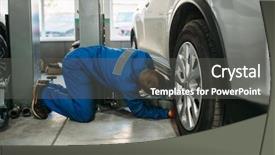  Presentation with lift - Presentation design enhanced with converge - repairman adjusts lift jack background and a gray colored foreground