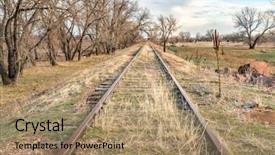  Presentation with railroad - Presentation design with convergence - abandoned railroad tracks background and a coral colored foreground
