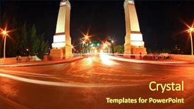  Presentation with steel bridge - Audience pleasing theme consisting of convergence - light trail at rama 1 backdrop and a tawny brown colored foreground