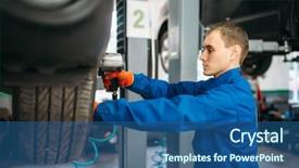  Presentation with pneumatic and hydraulic - Amazing PPT layouts having convergence - mechanic unscrews the wheel backdrop and a ocean colored foreground