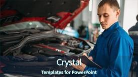  Presentation with open spiral notebook - Beautiful slides featuring convergence - technician with notebook car backdrop and a navy blue colored foreground