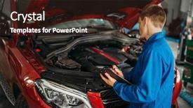  Presentation with notebook - Slides enhanced with convergence - technician with notebook car background and a wine colored foreground