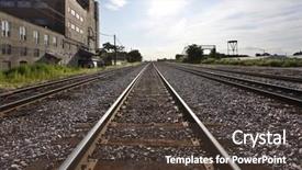  Presentation with tracks - Slides having converging paths - train tracks along industrial area background and a  colored foreground