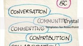  Presentation with social media - PPT theme having conversation-community-commenting-collaboration background and a light gray colored foreground