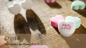  Presentation with candy heart - Cool new slide deck with conversation-heart-shaped-candy backdrop and a coral colored foreground