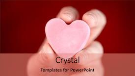  Presentation with heart - Theme with conversation hearts - hand holding blank converstation heart background and a coral colored foreground