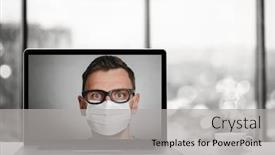  Presentation with air pollution - Audience pleasing PPT theme consisting of conversation-online-via-laptop-computer backdrop and a light gray colored foreground